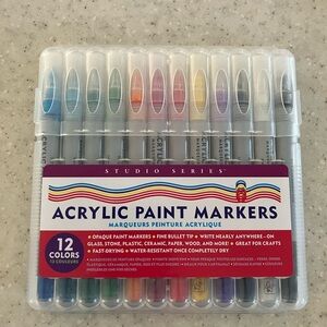 SEE PHOTOS & DESCRIPTION Studio Series Acrylic Paint Markers - 12 Multicolor Set